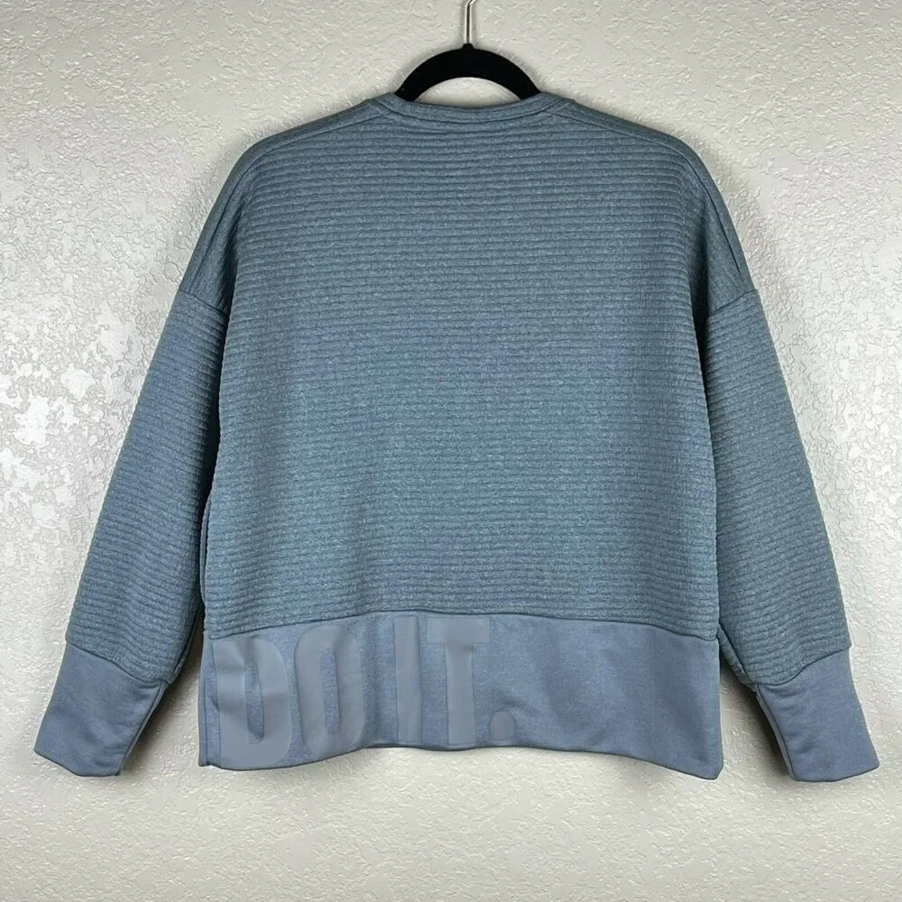 Nike Sweatshirt Womens Size S JUST DO IT Dri-FIT Striped Crewneck Pullover Gray